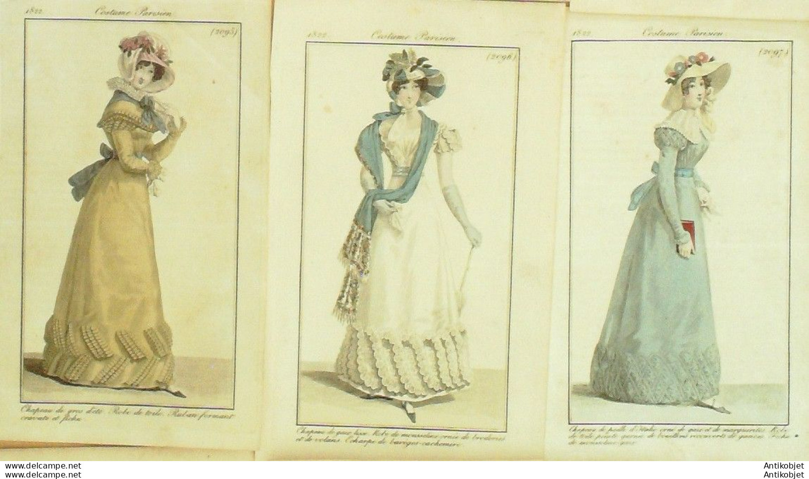 Gravures De Mode Costume Parisien 1822 Lot 09 9 Pièces - Eaux-fortes