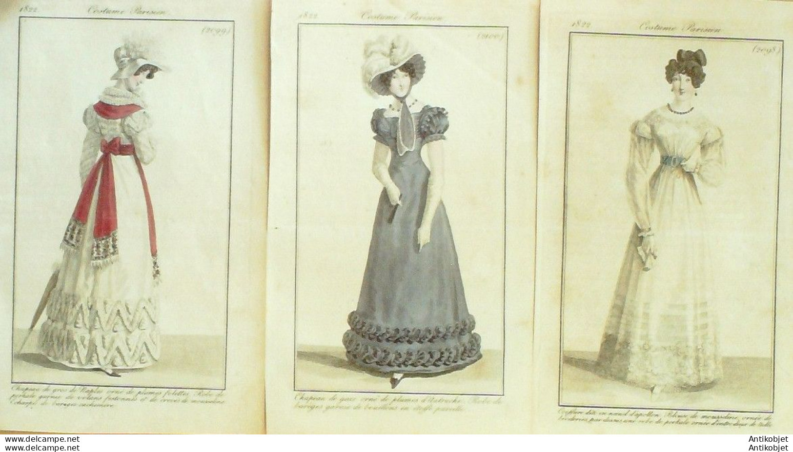 Gravures De Mode Costume Parisien 1822 Lot 09 9 Pièces - Acqueforti