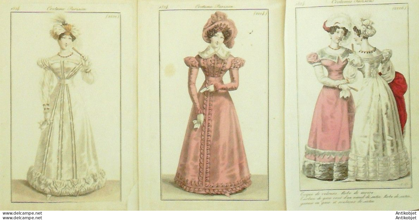 Gravures De Mode Costume Parisien 1823 à 1824 Lot 12 9 Pièces - Eaux-fortes