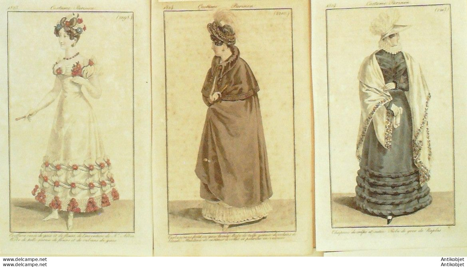 Gravures De Mode Costume Parisien 1823 à 1824 Lot 12 9 Pièces - Radierungen