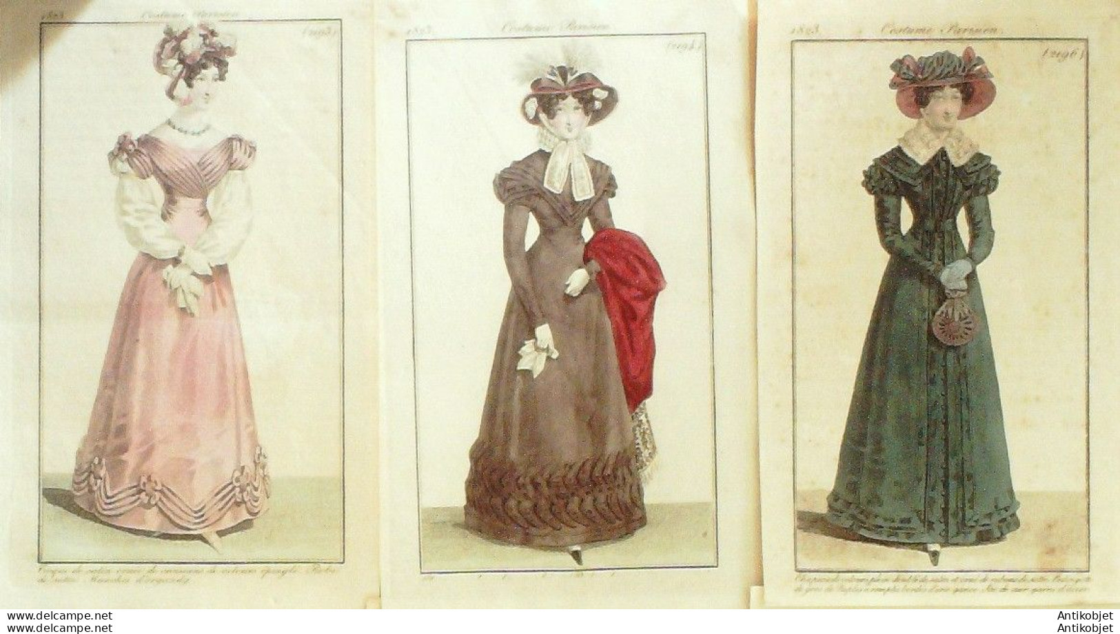 Gravures De Mode Costume Parisien 1823 à 1824 Lot 12 9 Pièces - Radierungen