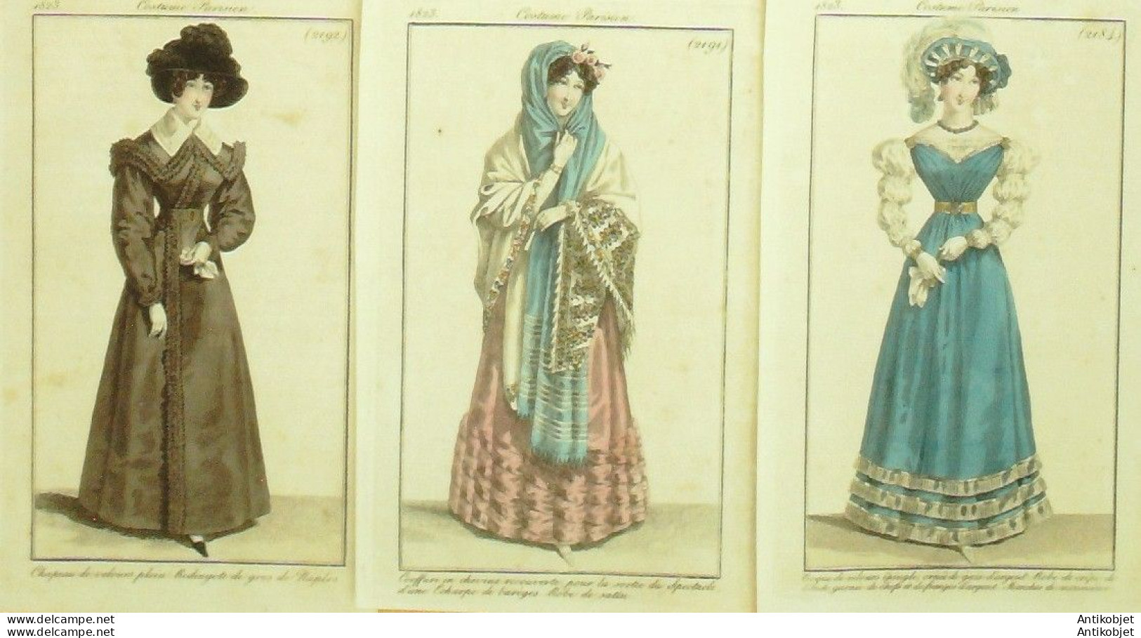 Gravures De Mode Costume Parisien 1822 à 1823 Lot 11 9 Pièces - Etsen