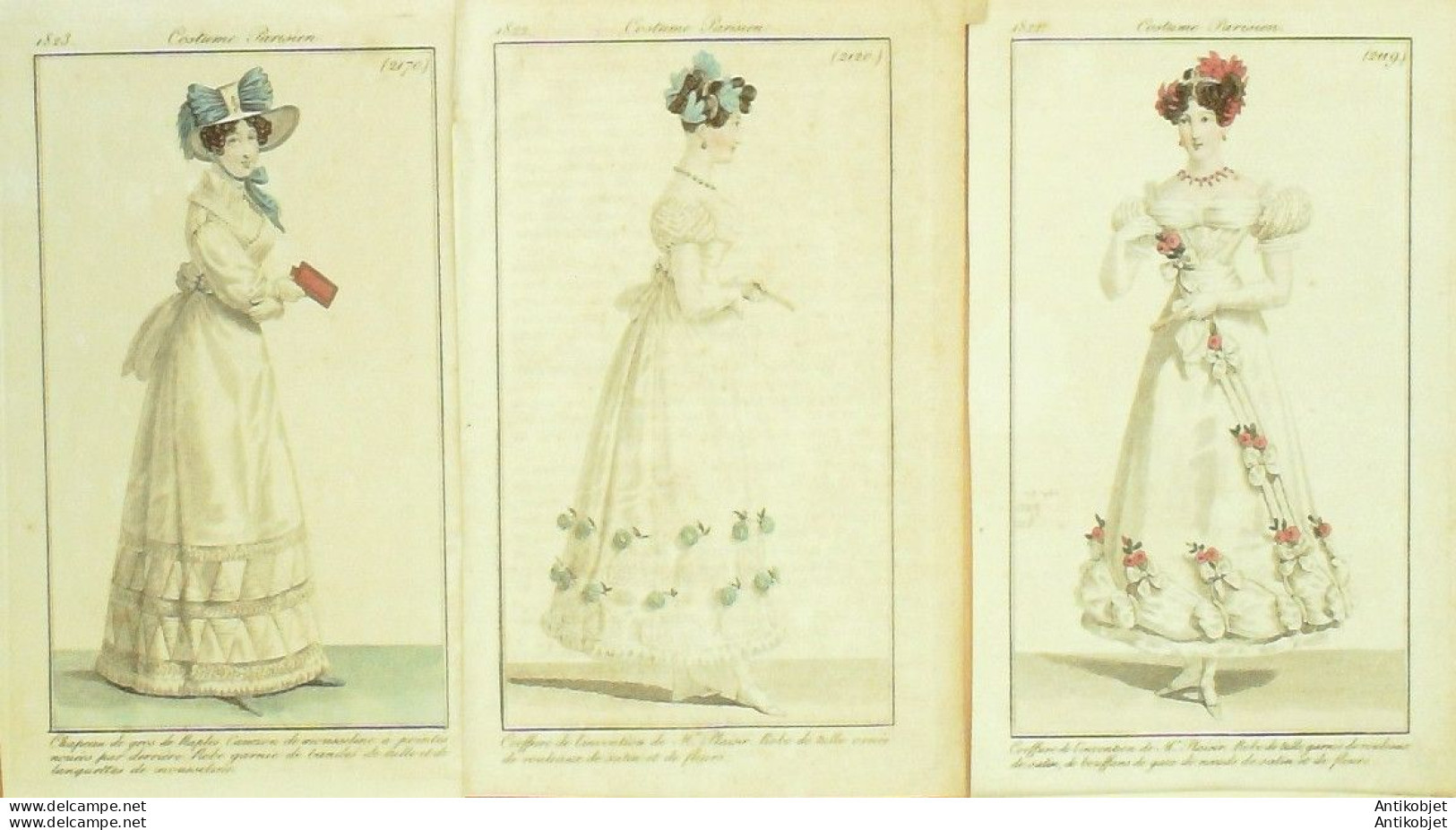 Gravures De Mode Costume Parisien 1822 à 1823 Lot 11 9 Pièces - Etsen