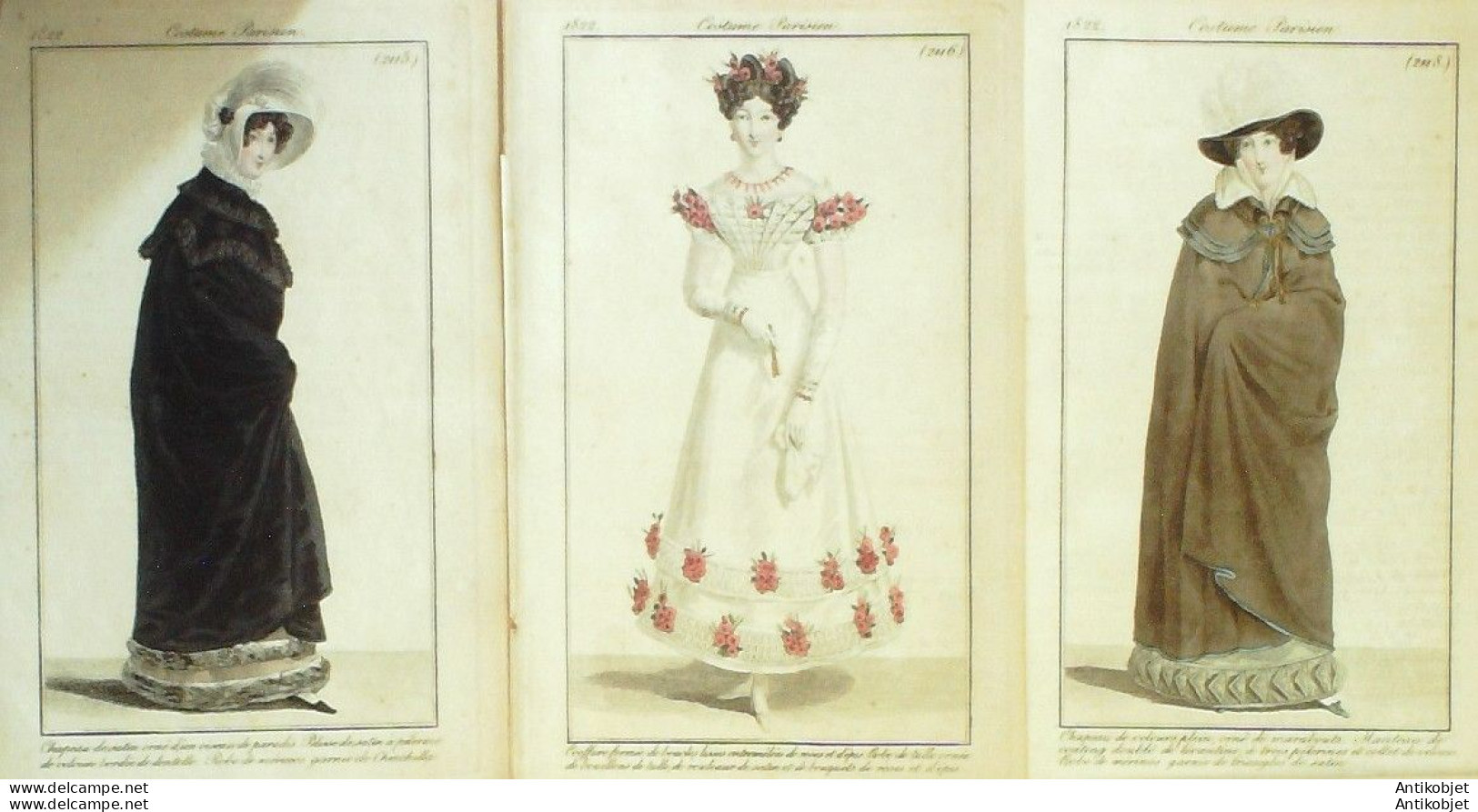 Gravures De Mode Costume Parisien 1822 à 1823 Lot 11 9 Pièces - Etsen