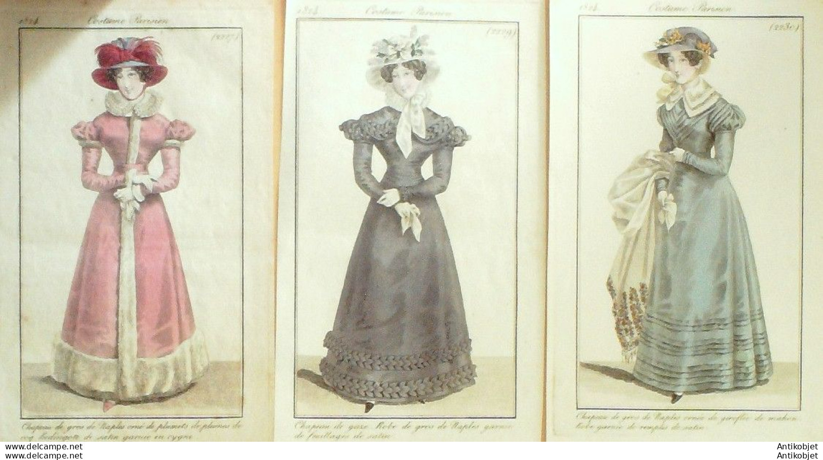 Gravures De Mode Costume Parisien 1824 Lot 13 9 Pièces - Eaux-fortes