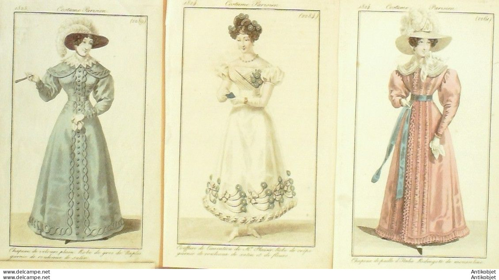 Gravures De Mode Costume Parisien 1824 à 1825 Lot 14 9 Pièces - Aguafuertes