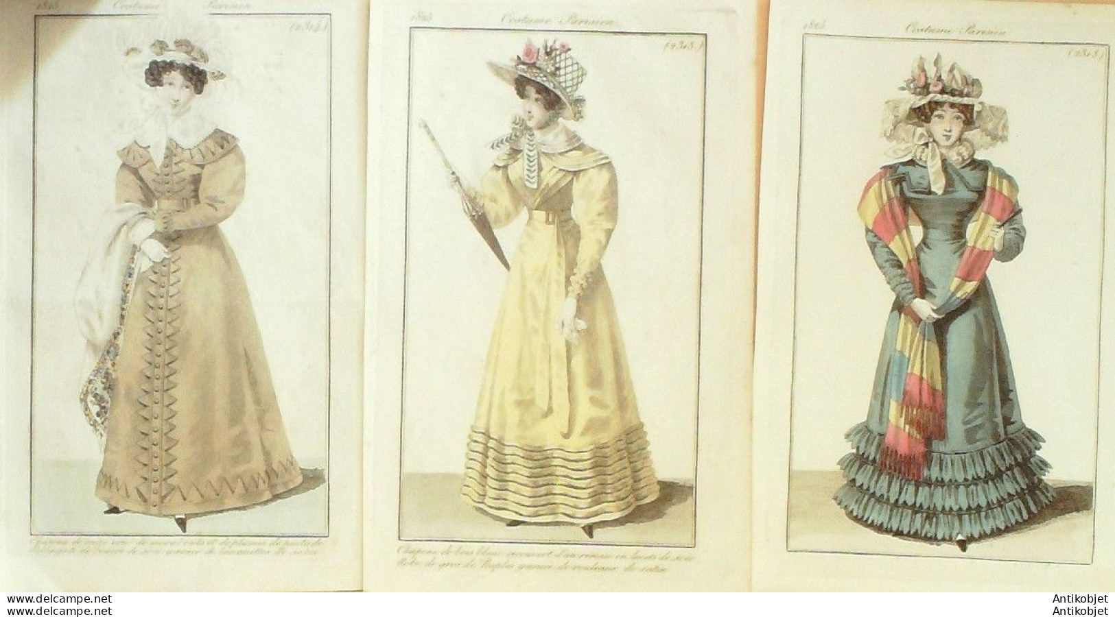 Gravures De Mode Costume Parisien 1825 Lot 15 9 Pièces - Aguafuertes