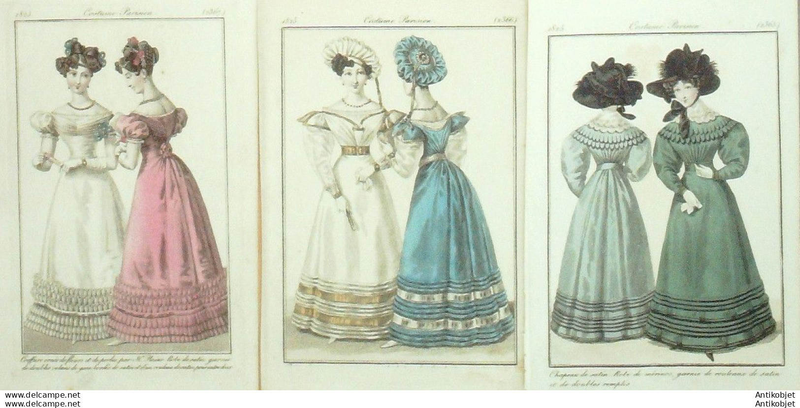 Gravures De Mode Costume Parisien 1825 Lot 18 9 Pièces - Eaux-fortes