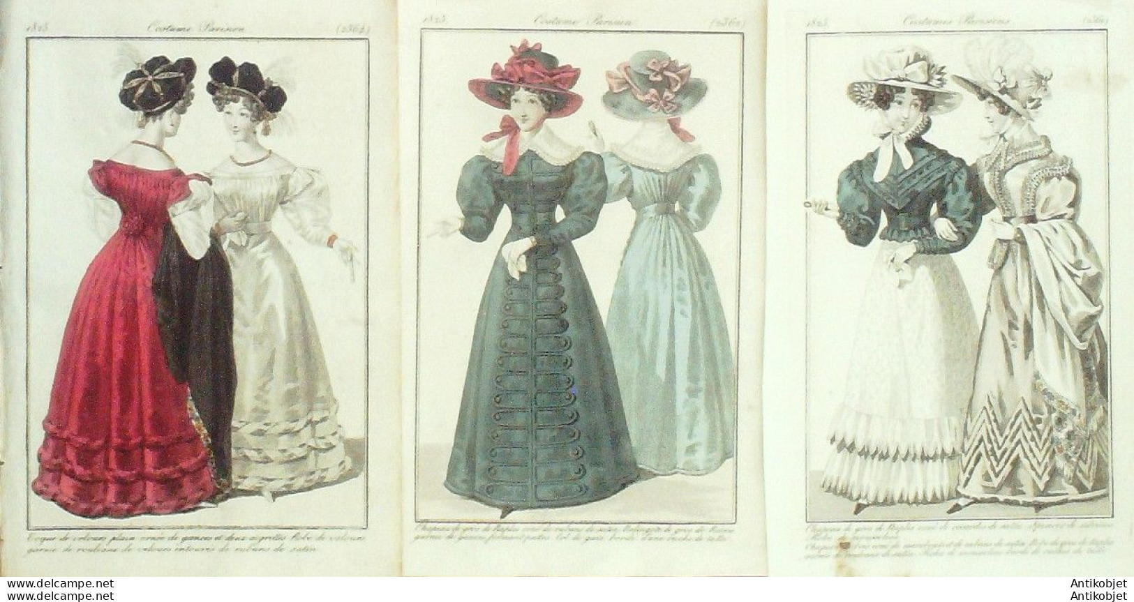 Gravures De Mode Costume Parisien 1825 Lot 18 9 Pièces - Radierungen