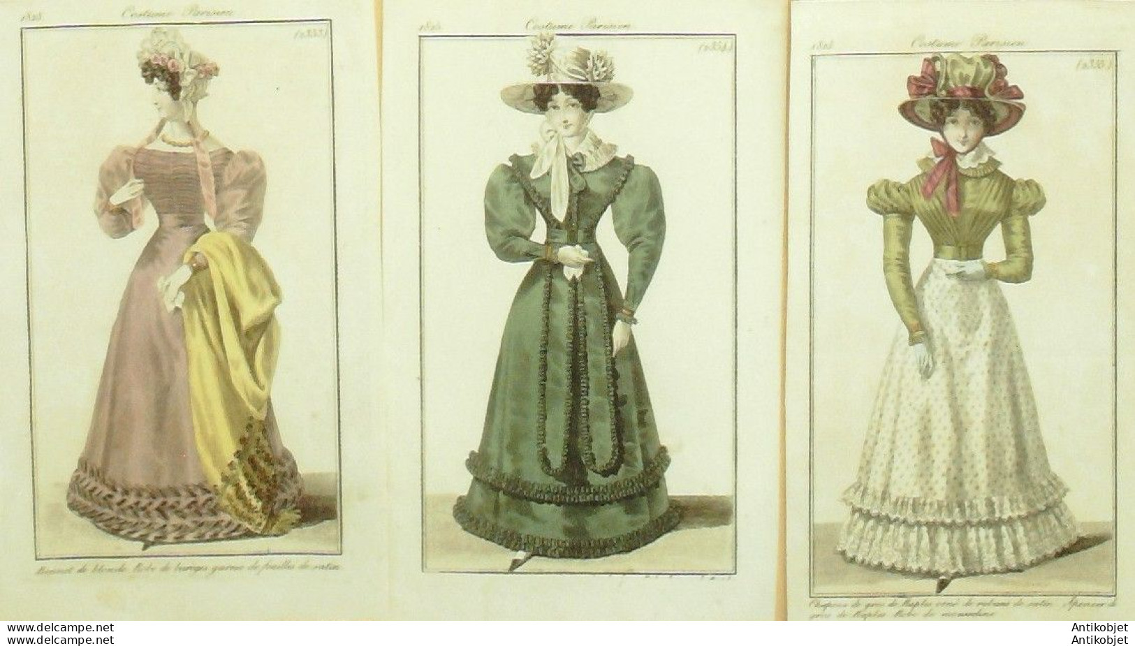 Gravures De Mode Costume Parisien 1825 Lot 17 9 Pièces - Etsen