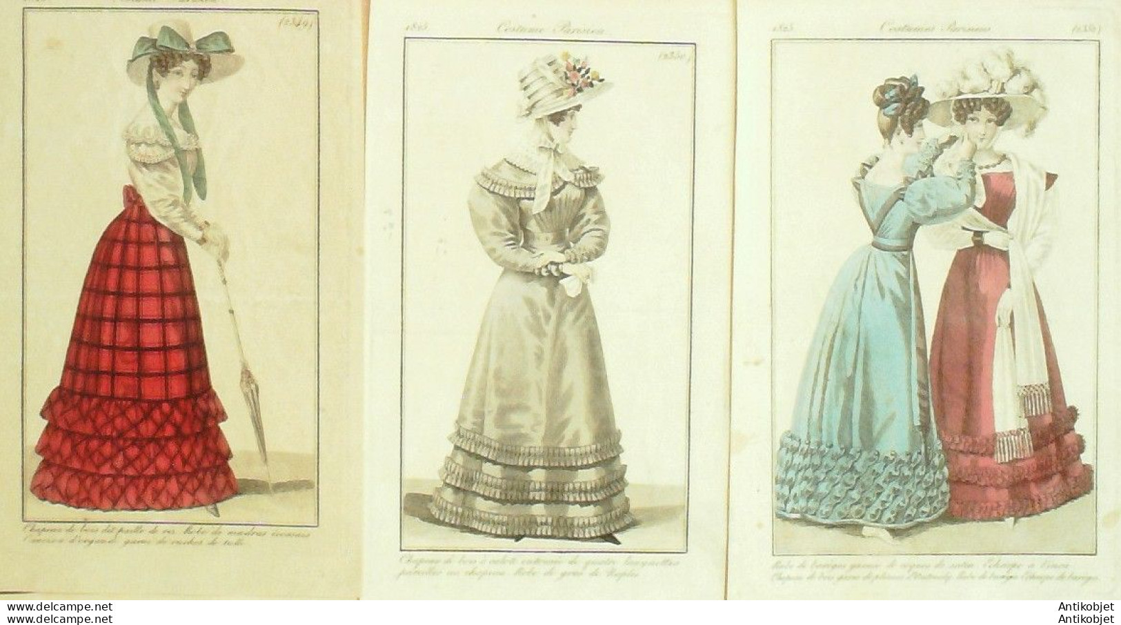 Gravures De Mode Costume Parisien 1825 Lot 17 9 Pièces - Radierungen