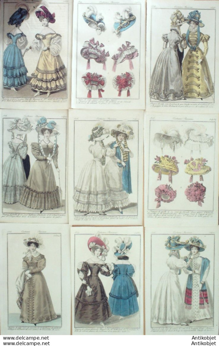 Gravures De Mode Costume Parisien 1825 à 1829 Lot 36 9 Pièces - Eaux-fortes