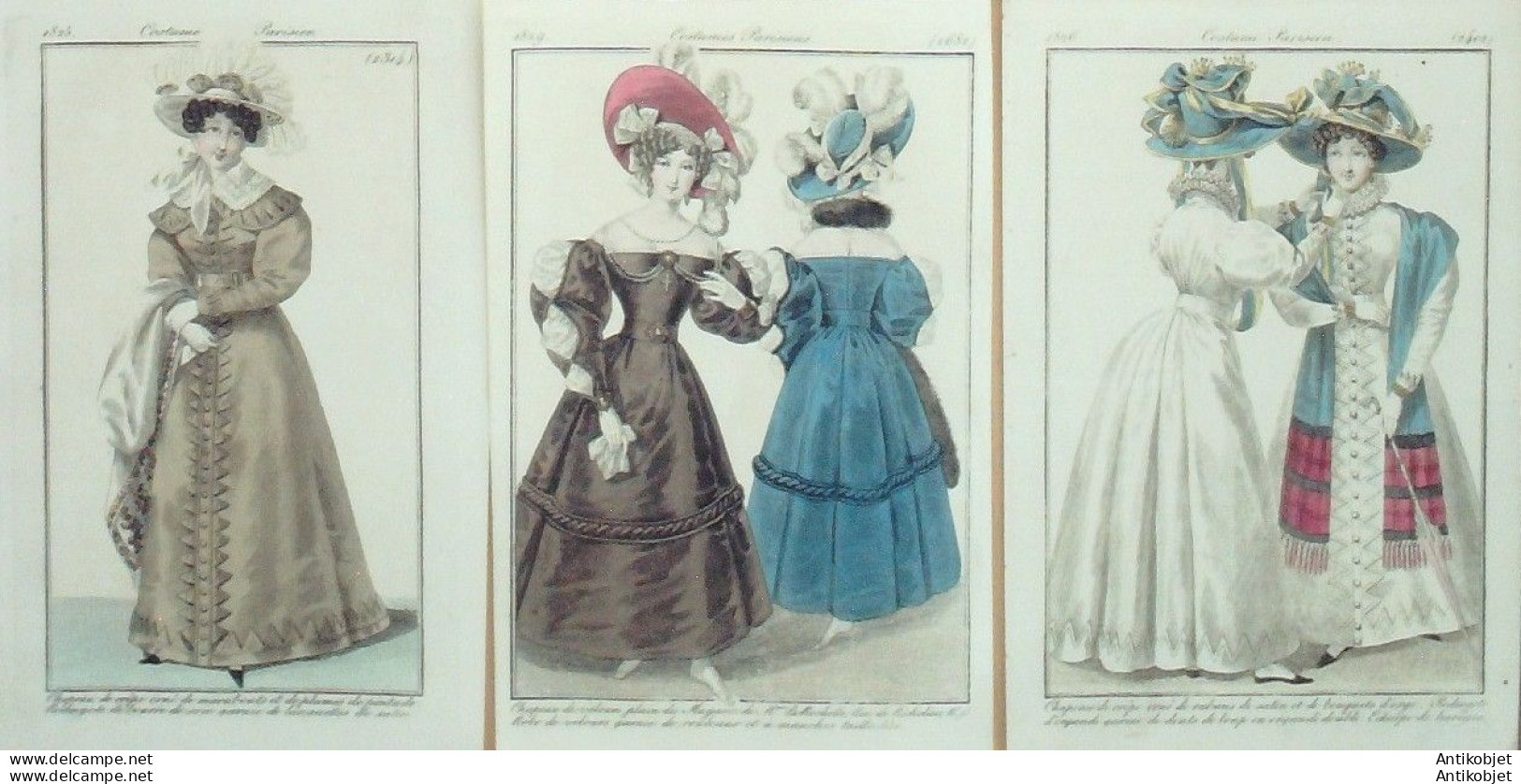 Gravures De Mode Costume Parisien 1825 à 1829 Lot 36 9 Pièces - Eaux-fortes