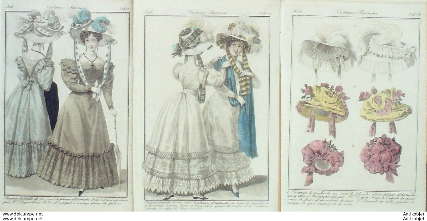 Gravures De Mode Costume Parisien 1825 à 1829 Lot 36 9 Pièces - Eaux-fortes