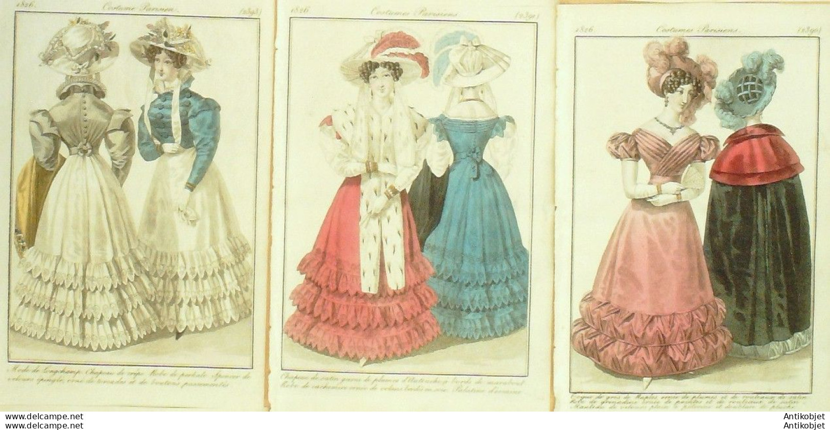 Gravures De Mode Costume Parisien 1826 Lot 20 9 Pièces - Eaux-fortes