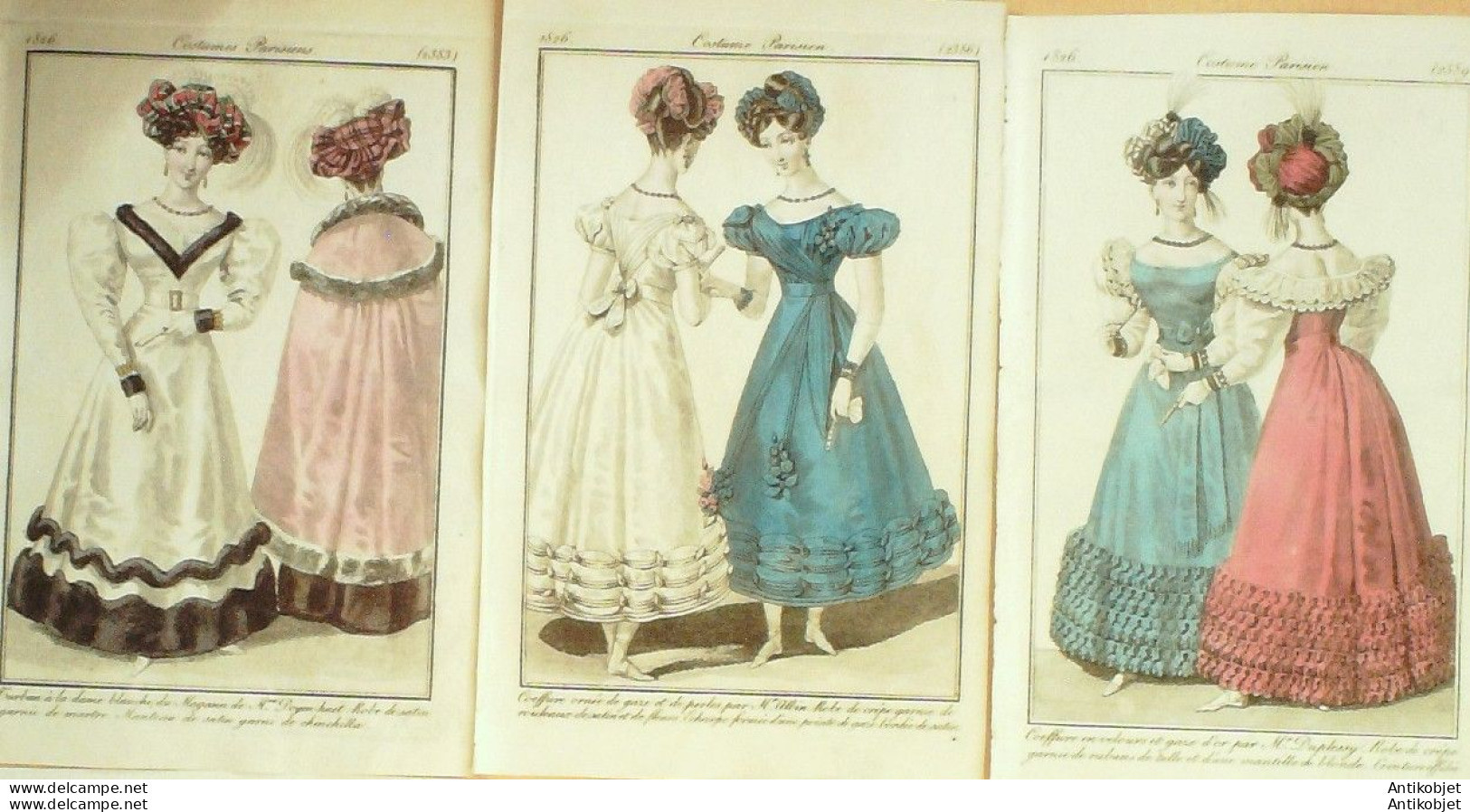 Gravures De Mode Costume Parisien 1826 Lot 20 9 Pièces - Aguafuertes