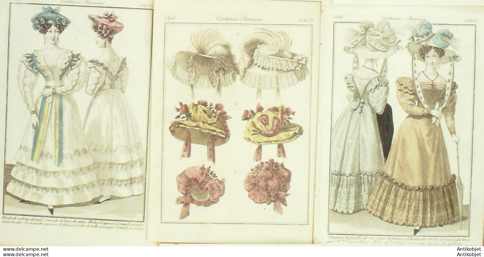 Gravures De Mode Costume Parisien 1826 Lot 21 9 Pièces - Eaux-fortes