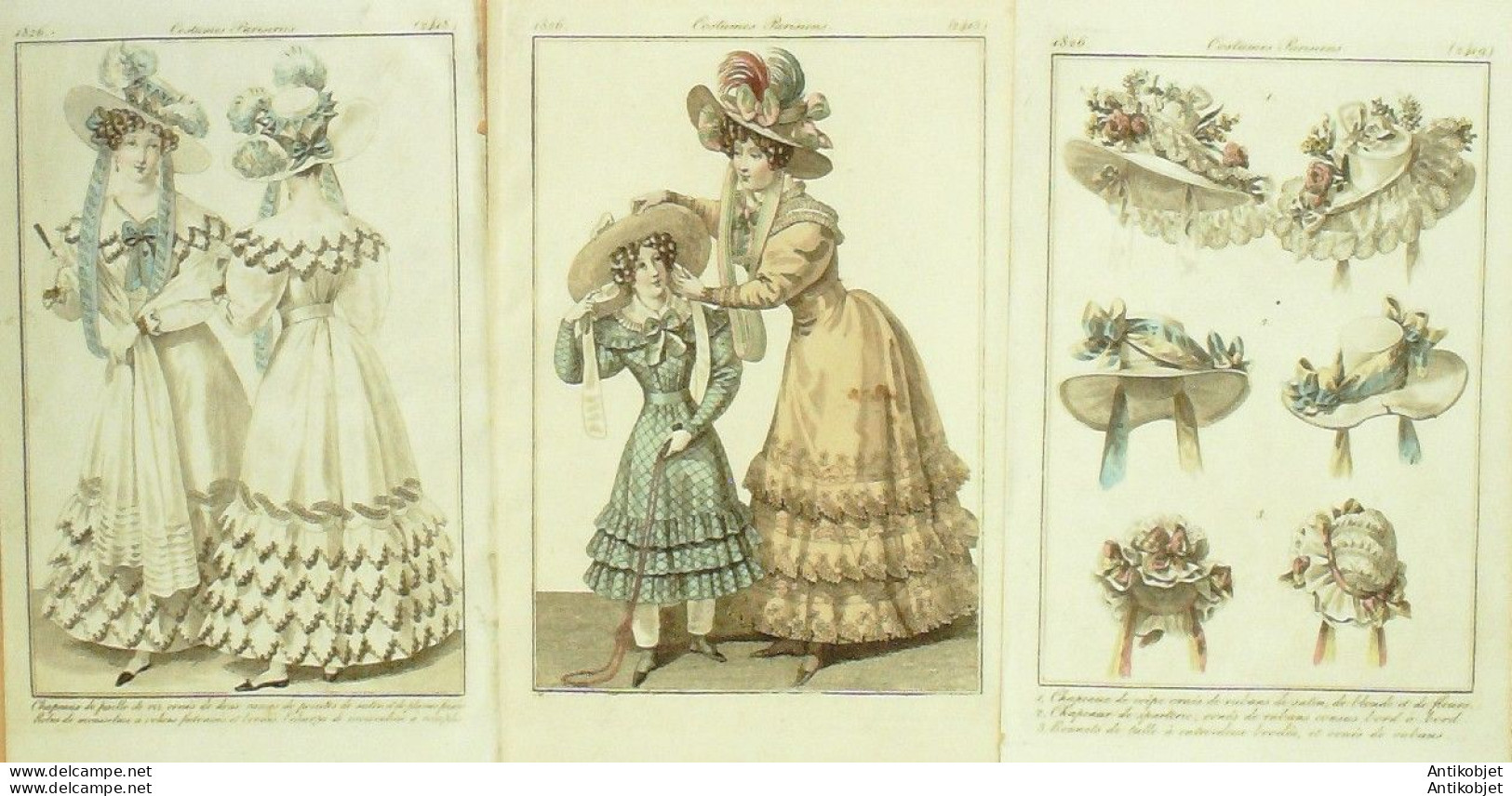 Gravures De Mode Costume Parisien 1826 Lot 22 9 Pièces - Eaux-fortes