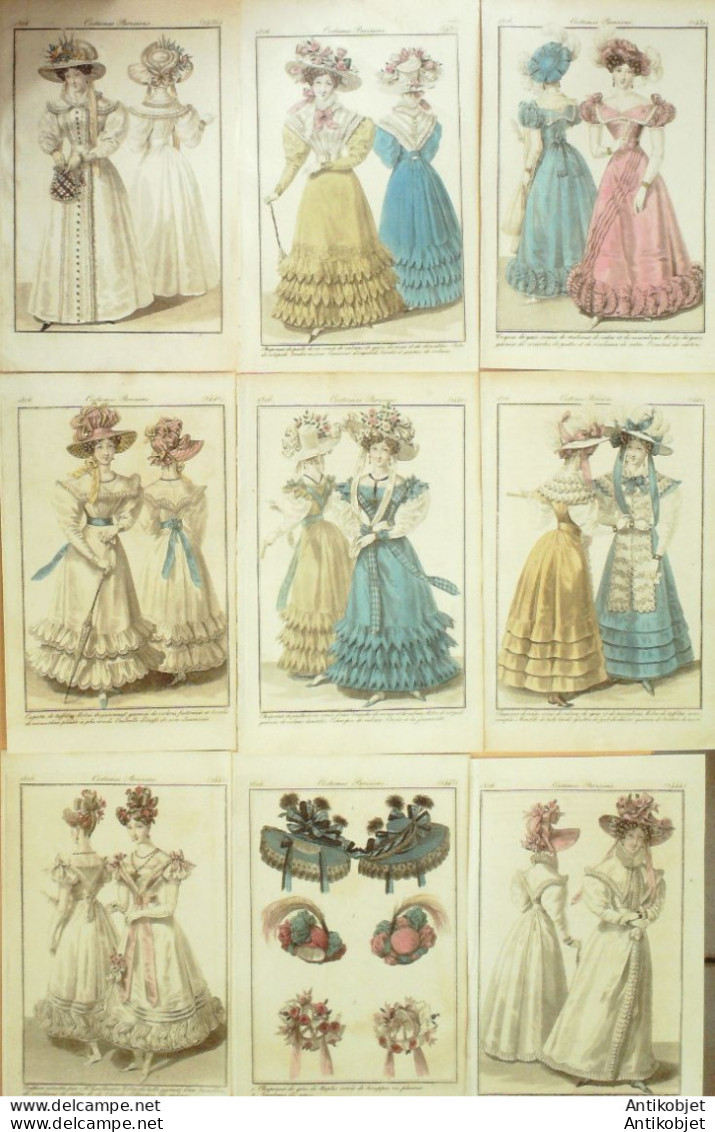 Gravures De Mode Costume Parisien 1826 Lot 24 9 Pièces - Eaux-fortes