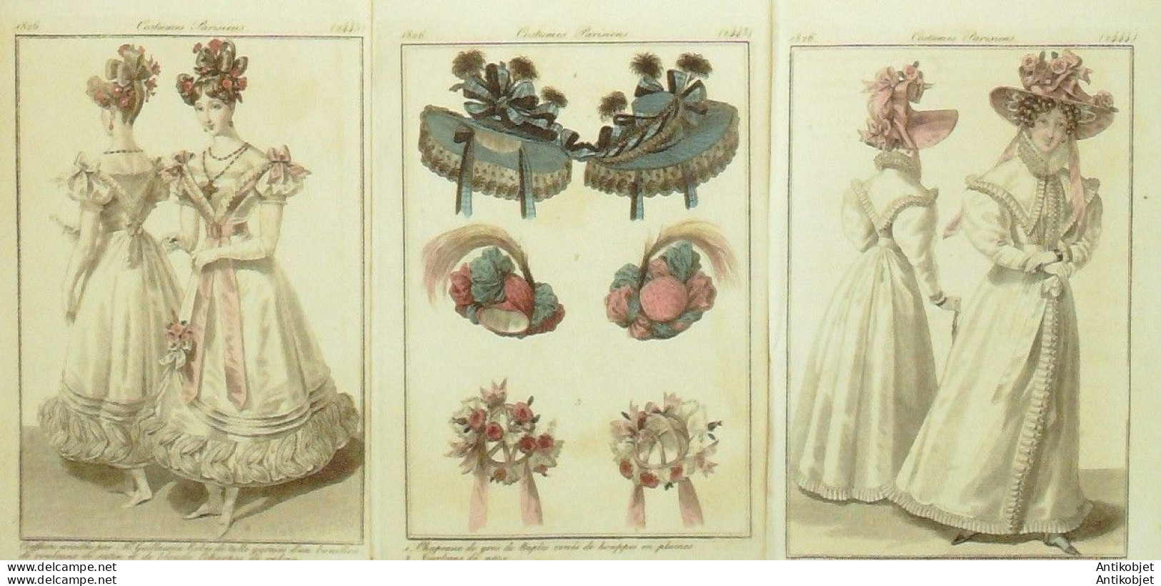 Gravures De Mode Costume Parisien 1826 Lot 24 9 Pièces - Etchings