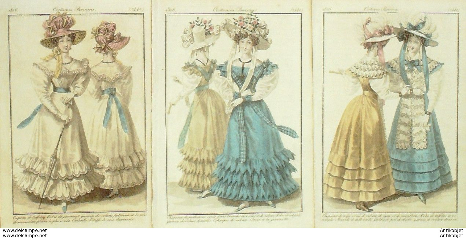 Gravures De Mode Costume Parisien 1826 Lot 24 9 Pièces - Eaux-fortes