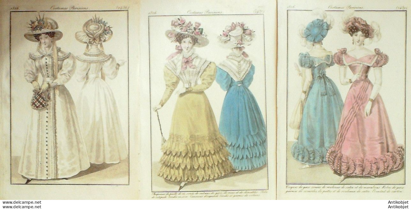 Gravures De Mode Costume Parisien 1826 Lot 24 9 Pièces - Eaux-fortes