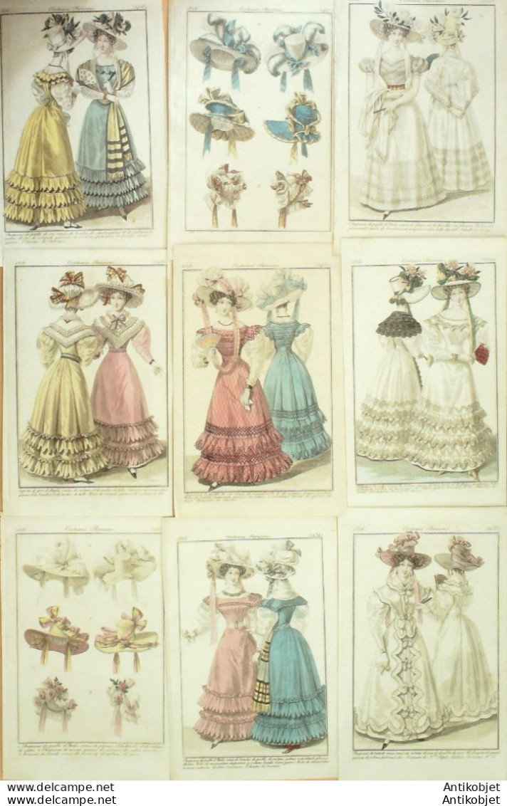 Gravures De Mode Costume Parisien 1826 Lot 23 9 Pièces - Eaux-fortes