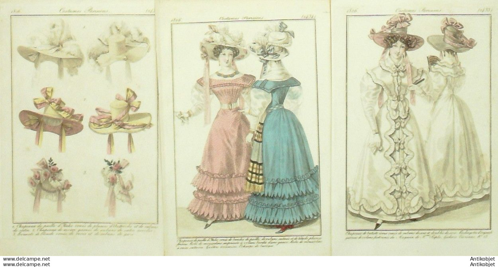 Gravures De Mode Costume Parisien 1826 Lot 23 9 Pièces - Etsen