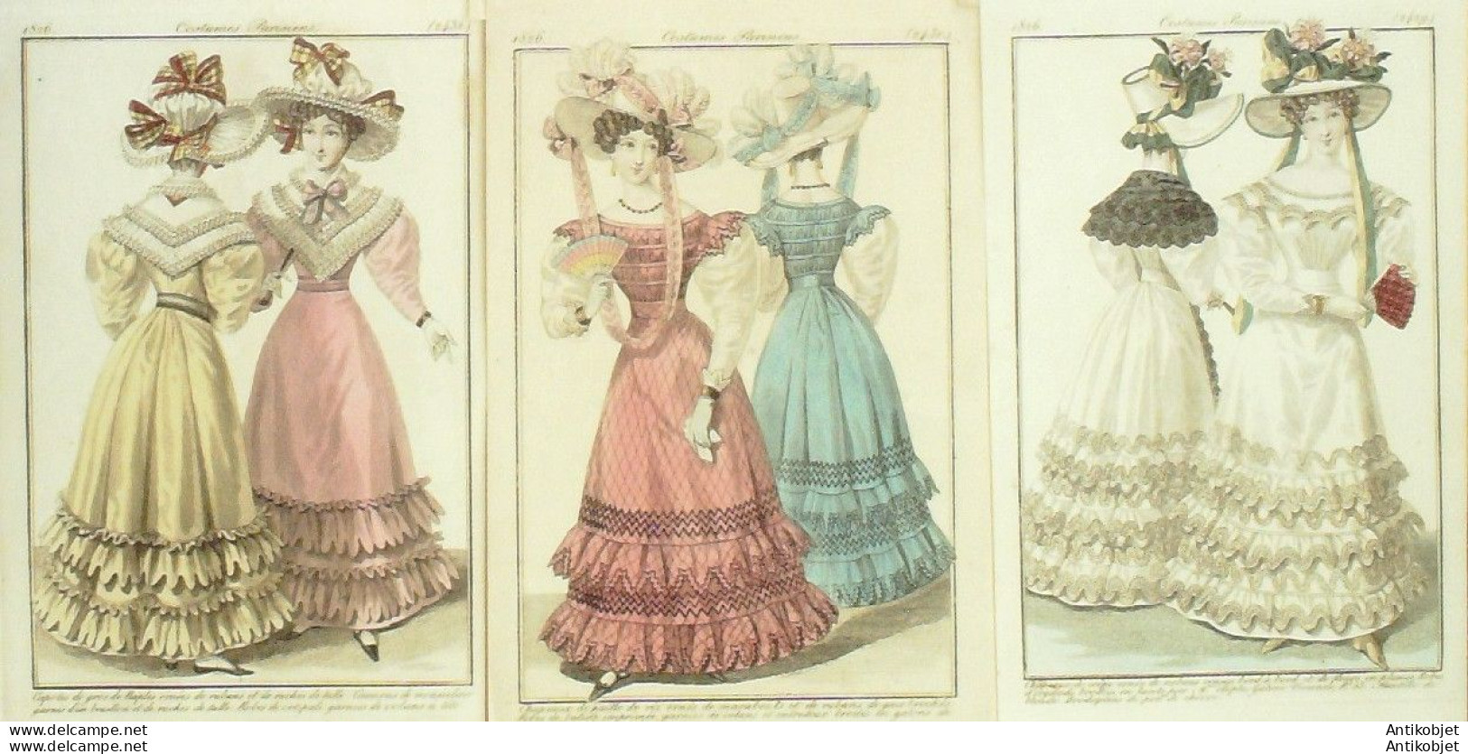 Gravures De Mode Costume Parisien 1826 Lot 23 9 Pièces - Radierungen