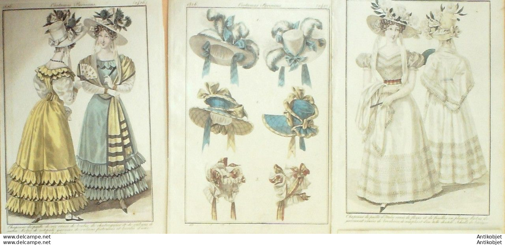 Gravures De Mode Costume Parisien 1826 Lot 23 9 Pièces - Etchings