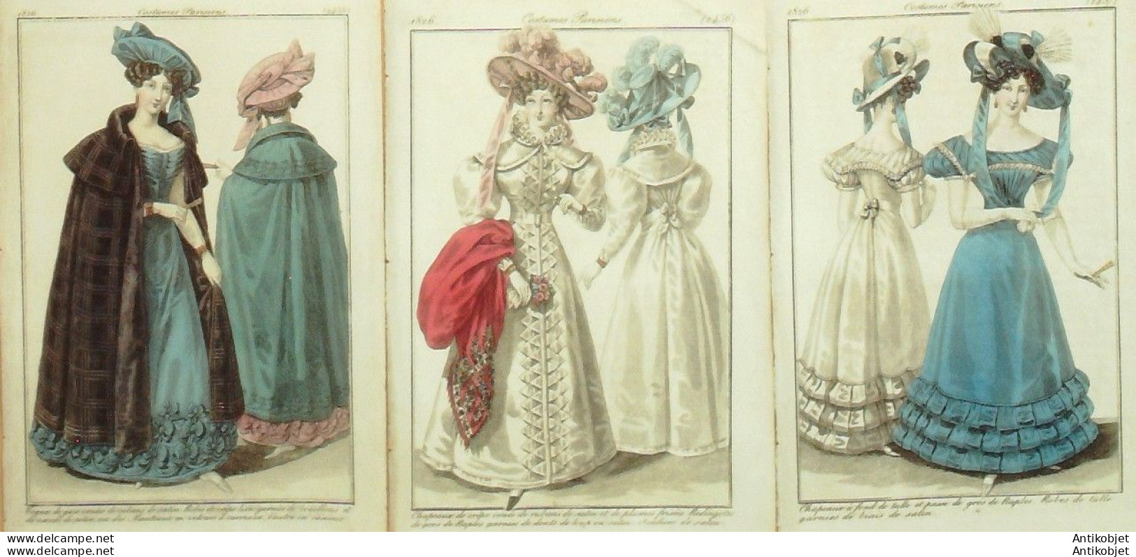 Gravures De Mode Costume Parisien 1826 Lot 25 9 Pièces - Eaux-fortes