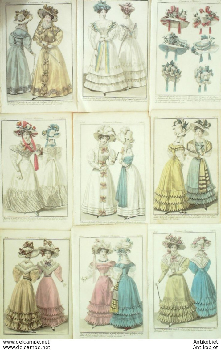 Gravures De Mode Costume Parisien 1826 Lot 34 9 Pièces - Radierungen