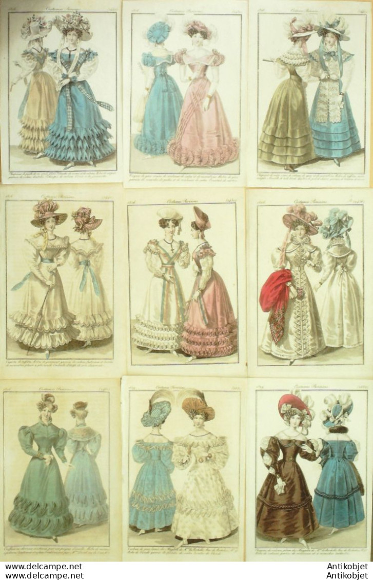 Gravures De Mode Costume Parisien 1826 Lot 35 9 Pièces - Radierungen