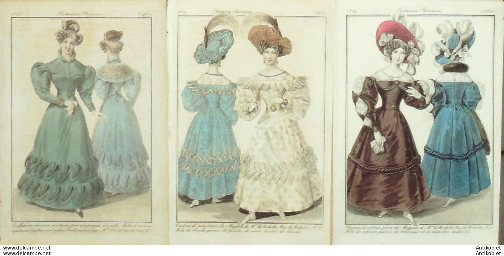 Gravures De Mode Costume Parisien 1826 Lot 35 9 Pièces - Etchings