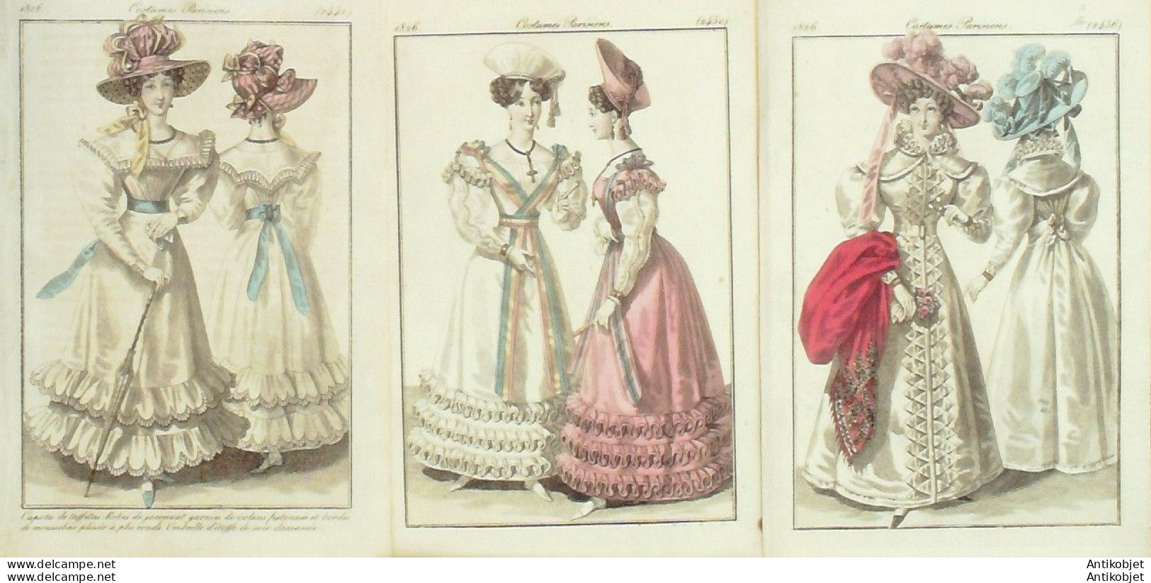 Gravures De Mode Costume Parisien 1826 Lot 35 9 Pièces - Radierungen