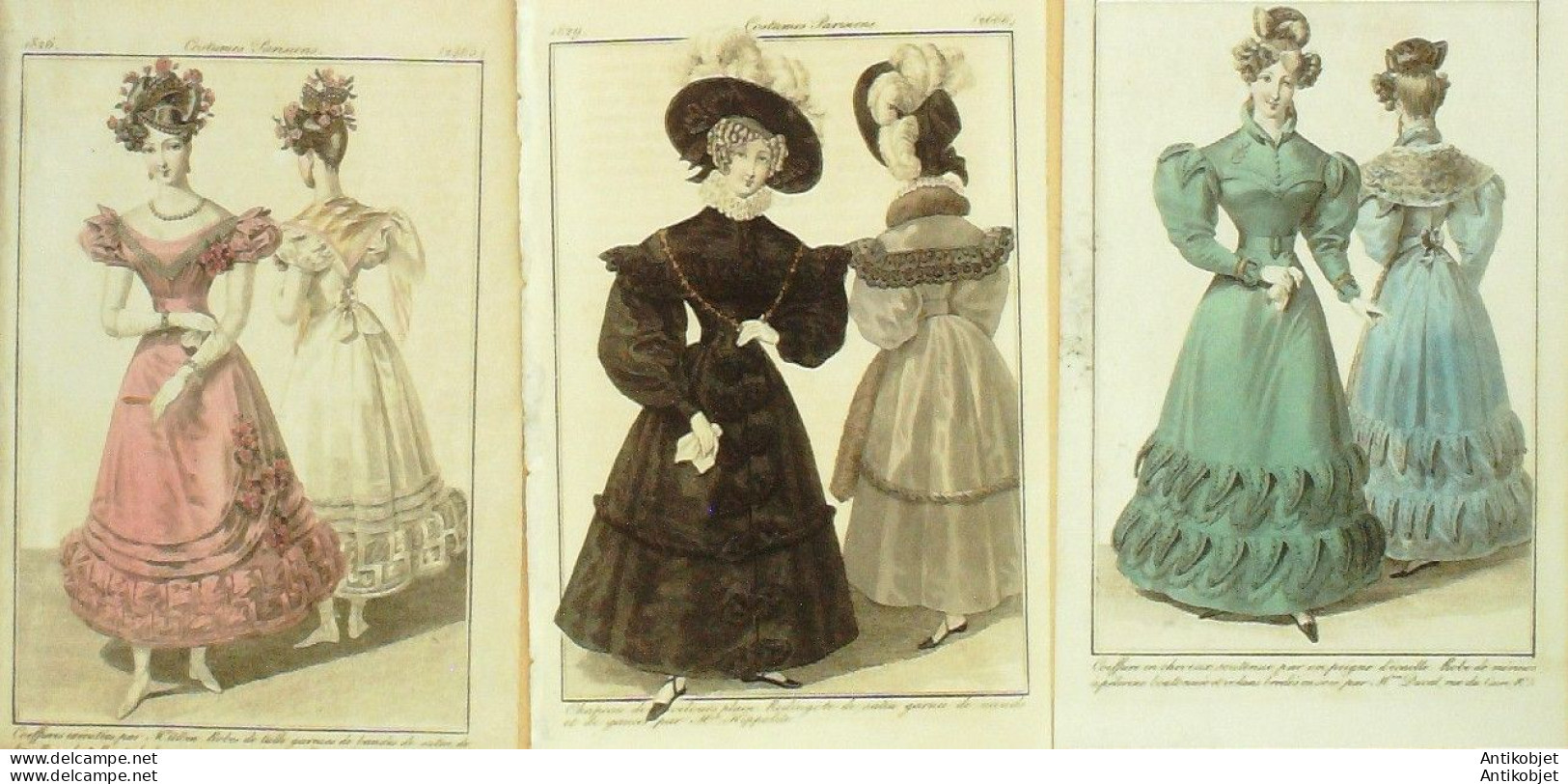 Gravures De Mode Costume Parisien 1826 à 1829 Lot 26 9 Pièces - Eaux-fortes