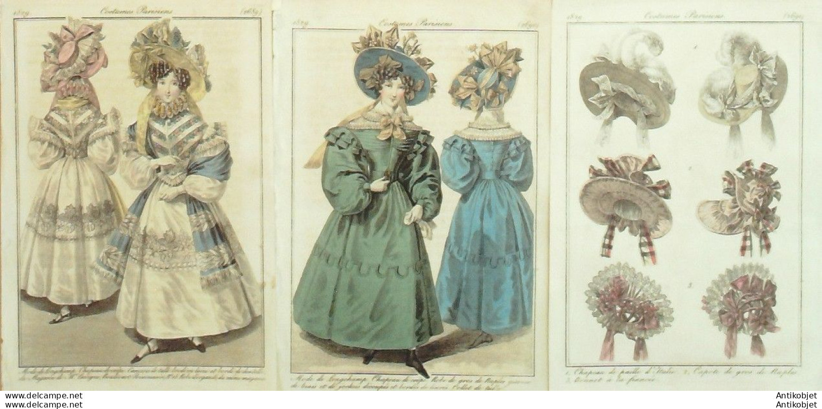 Gravures De Mode Costume Parisien 1829 Lot 27 9 Pièces - Eaux-fortes