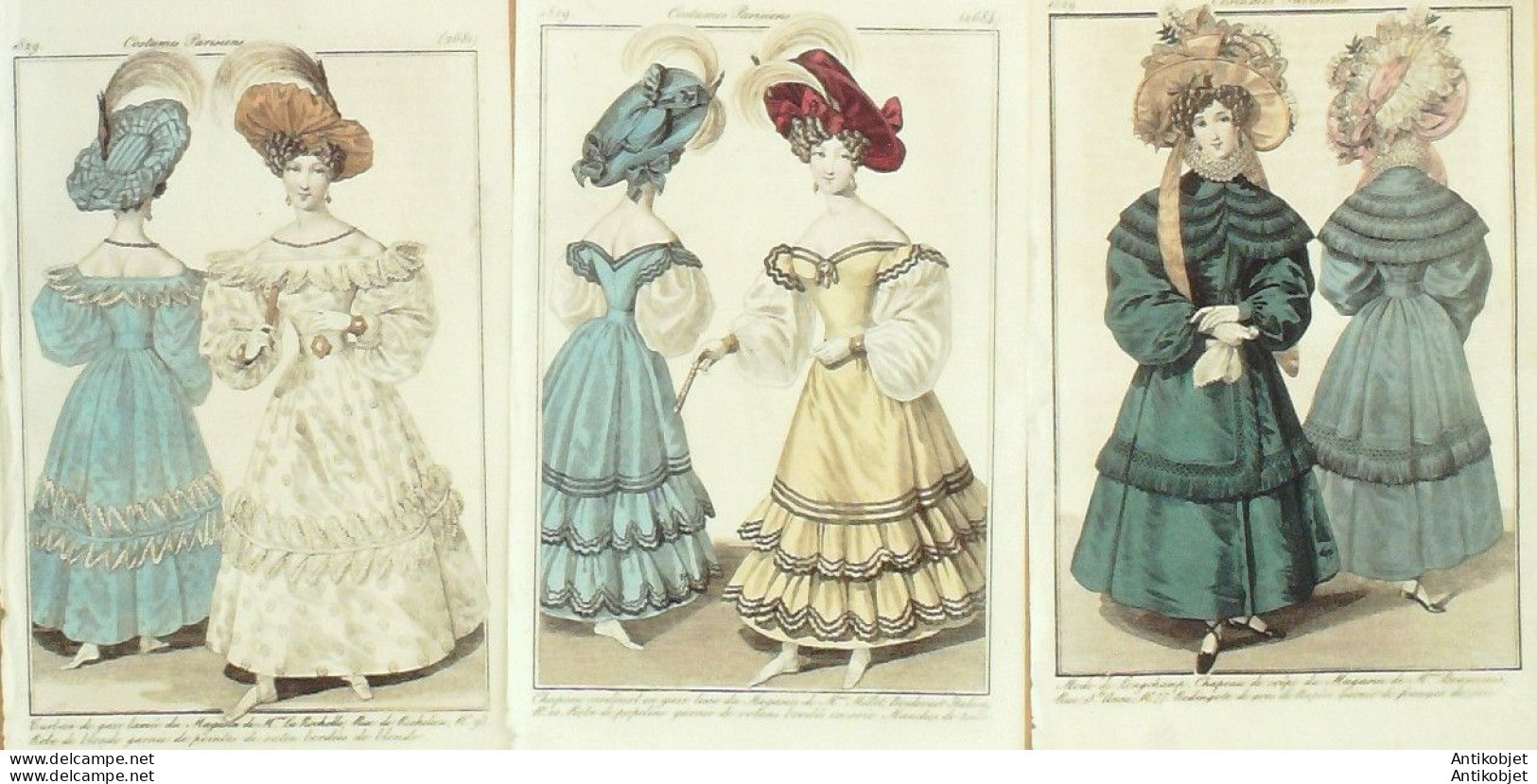 Gravures De Mode Costume Parisien 1829 Lot 27 9 Pièces - Eaux-fortes