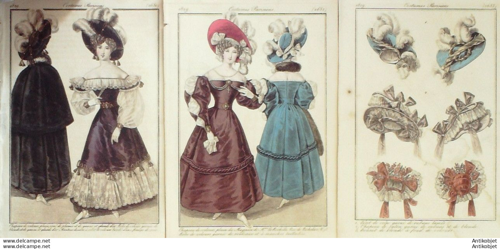 Gravures De Mode Costume Parisien 1829 Lot 27 9 Pièces - Eaux-fortes