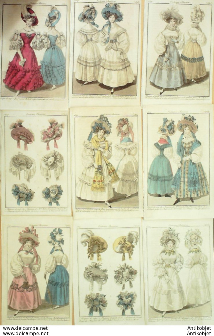 Gravures De Mode Costume Parisien 1829 Lot 28 9 Pièces - Radierungen