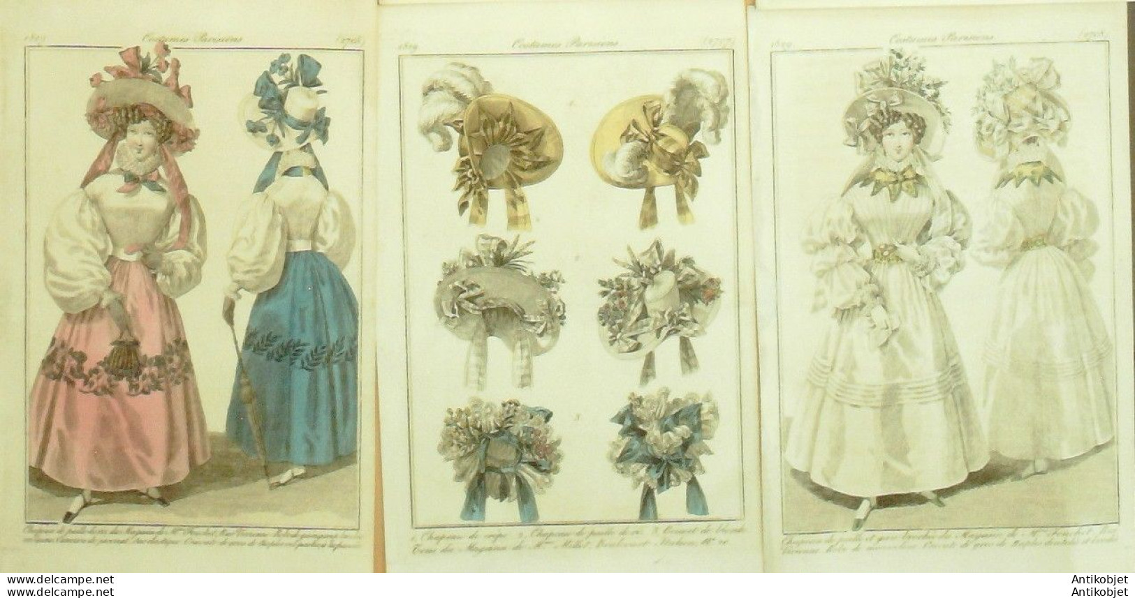 Gravures De Mode Costume Parisien 1829 Lot 28 9 Pièces - Aguafuertes