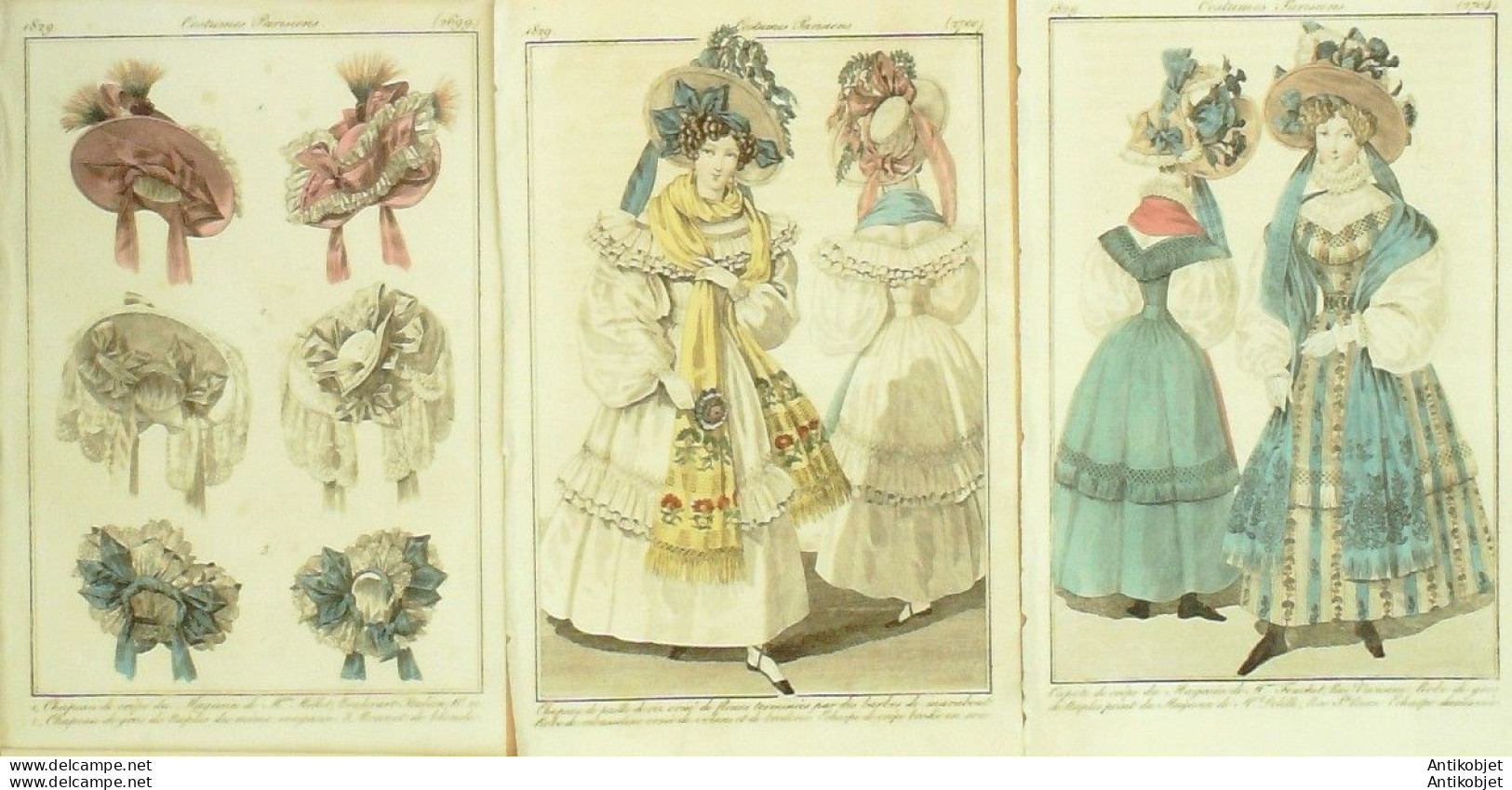 Gravures De Mode Costume Parisien 1829 Lot 28 9 Pièces - Eaux-fortes