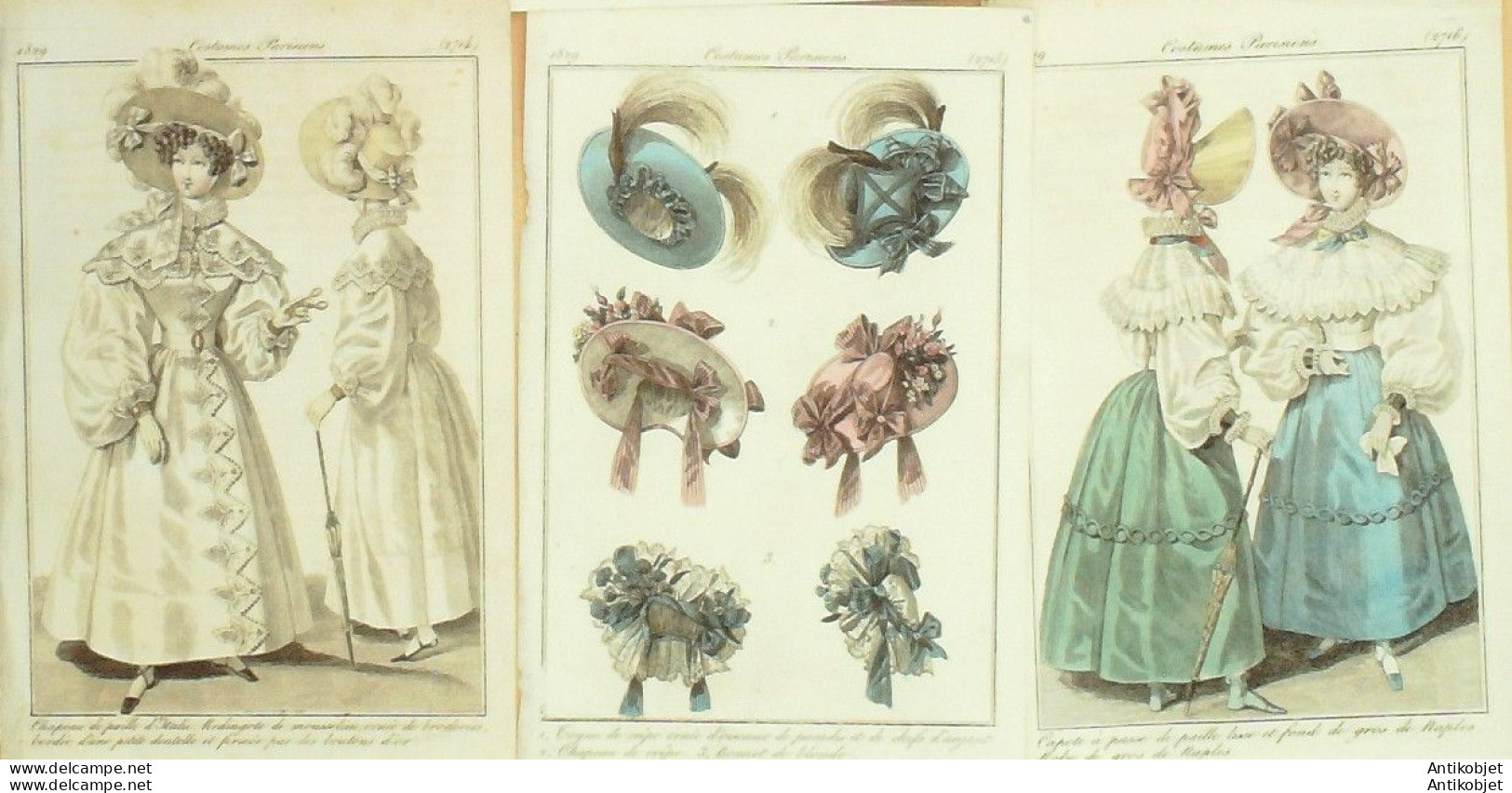 Gravures De Mode Costume Parisien 1829 Lot 29 9 Pièces - Etchings