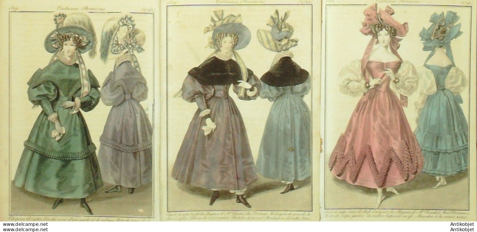 Gravures De Mode Costume Parisien 1829 Lot 31 9 Pièces - Aguafuertes