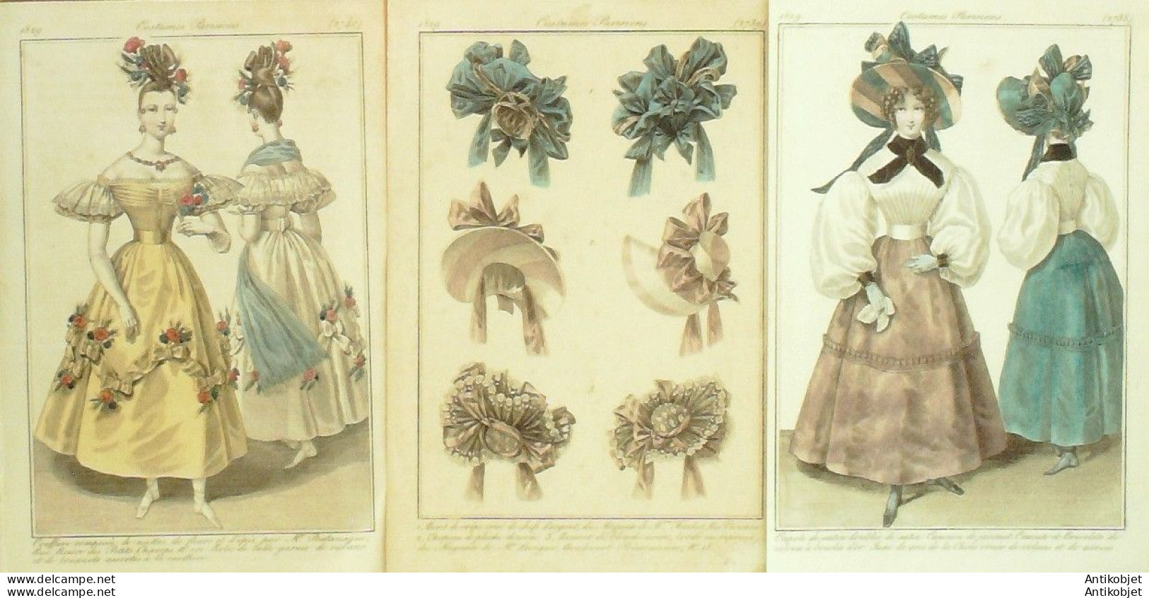 Gravures De Mode Costume Parisien 1829 Lot 31 9 Pièces - Radierungen