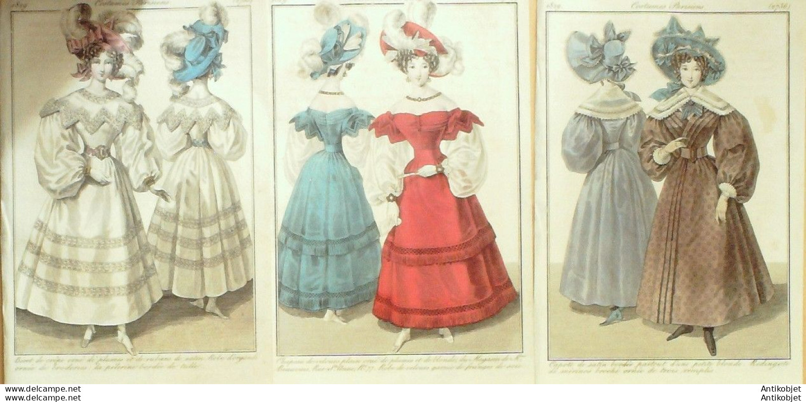 Gravures De Mode Costume Parisien 1829 Lot 31 9 Pièces - Radierungen