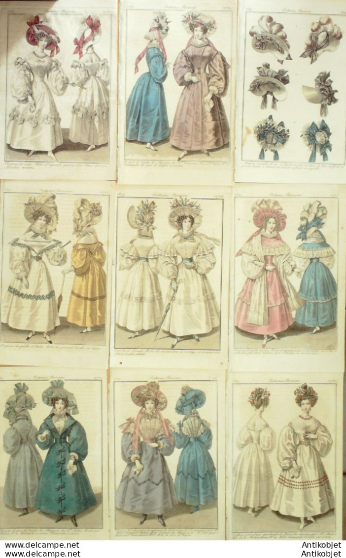 Gravures De Mode Costume Parisien 1829 Lot 30 9 Pièces - Eaux-fortes