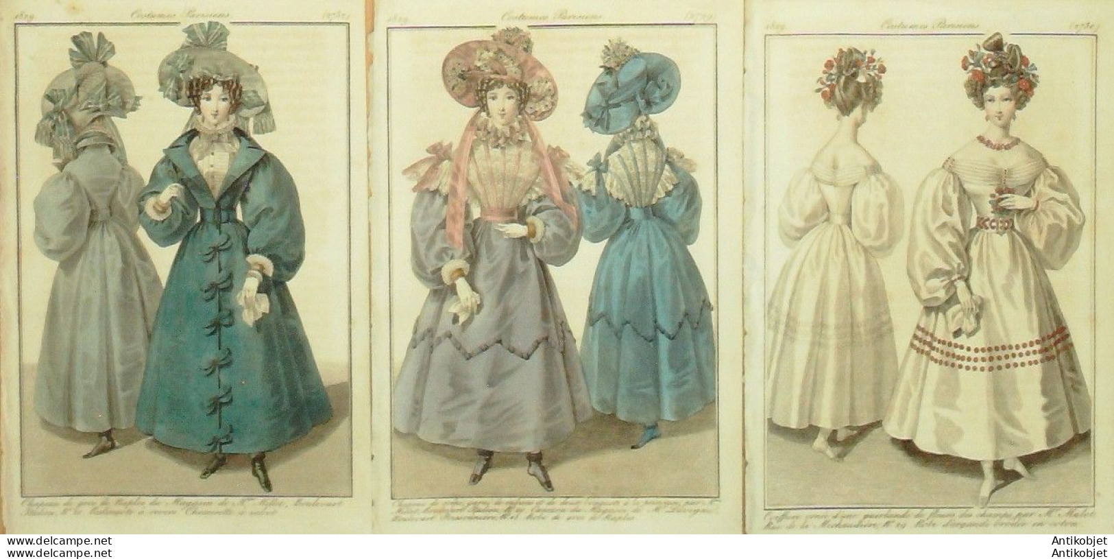 Gravures De Mode Costume Parisien 1829 Lot 30 9 Pièces - Aguafuertes
