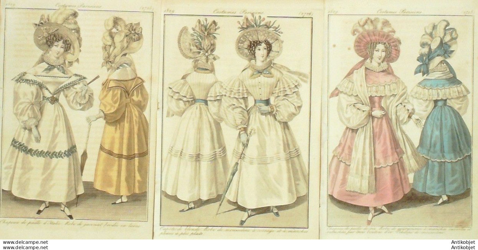 Gravures De Mode Costume Parisien 1829 Lot 30 9 Pièces - Radierungen
