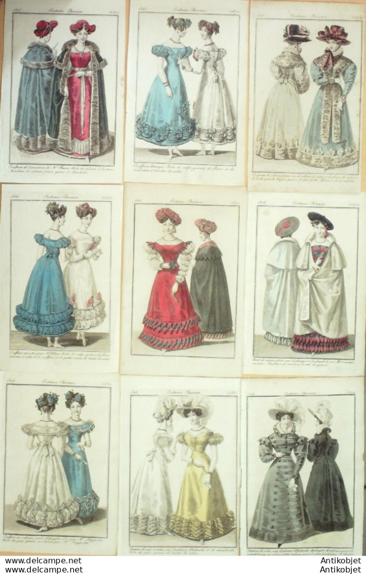 Gravures De Mode Costume Parisien 1825 à 1826 Lot 19 9 Pièces - Radierungen